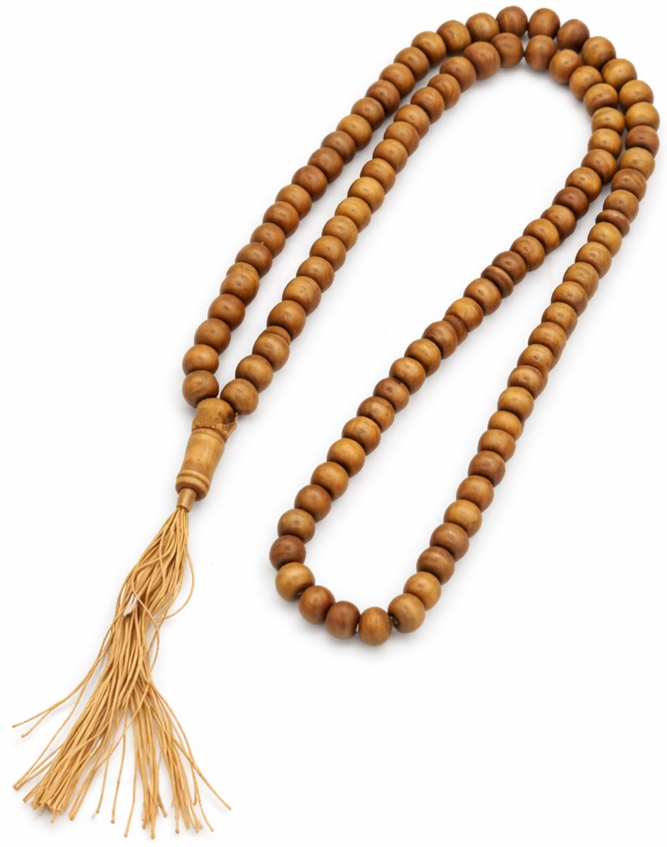 Baraka Treasures Luxe Houten Tasbih - Tasbih - 99 Kralen - Houten Kralen - Islamitische Gebedskralen - Misbaha - Subha - Handgemaakte Kwaliteit - Voor Dhikr & Cadeau - Lichtbruin