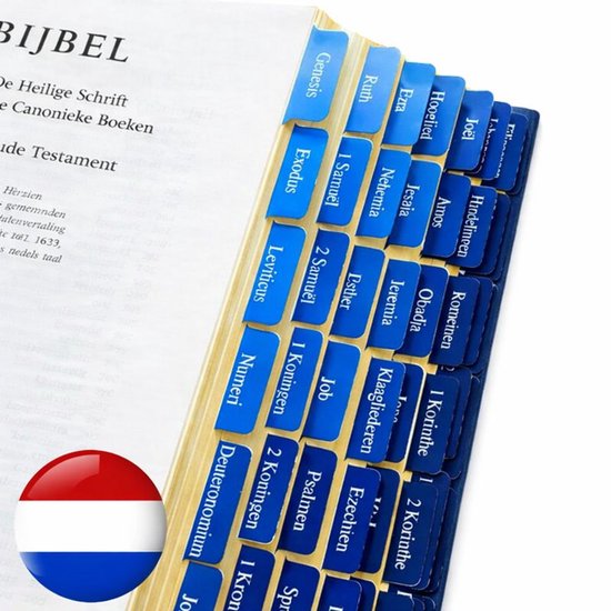 Autocollants onglets Bible Néerlandais Bleu 66 onglets