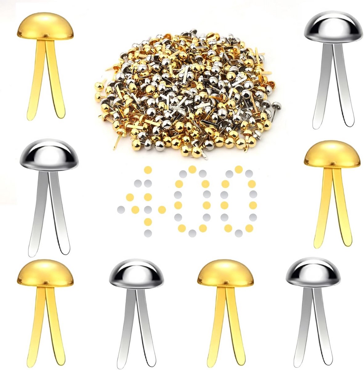200 Stuks Gekleurde Brads & Patroonklemmen voor Scrapbooking en Knutselprojecten