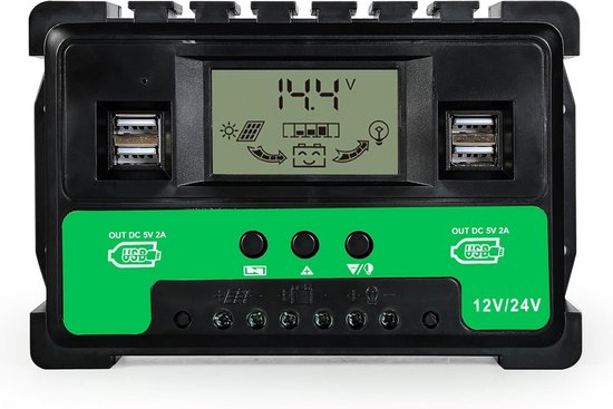 MPPT Solar Laadregelaar 60A - 12V/24V Automatische Solar Paneel Controller met 4 USB Poorten