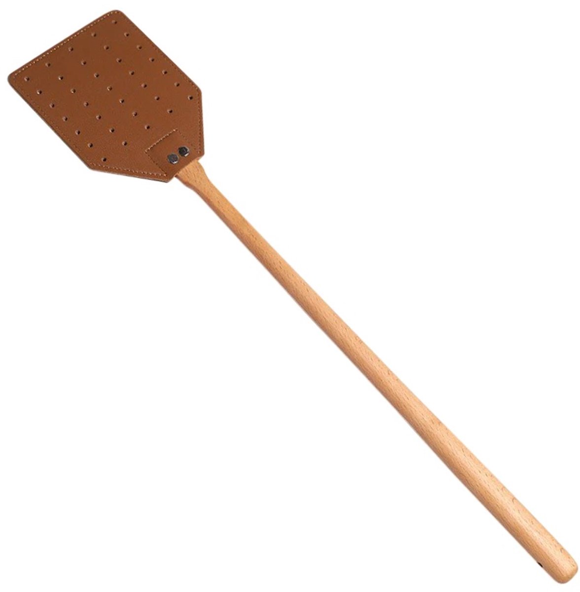 WiseGoods Premium Leren Vliegenmepper Cognac – Vliegenvanger - Vliegenmeppers Leer - Woonaccessoires Voor Binnen & Buiten - Wonen
