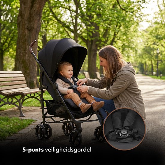 Deryan Bobbie Buggy - Paraplu Buggy - 5-Punts Gordel - Draagtas - Geschikt voor Kinderen tot 22 kg - Verstelbare rugleuning - Zwart van Merkloos — afbeelding 2