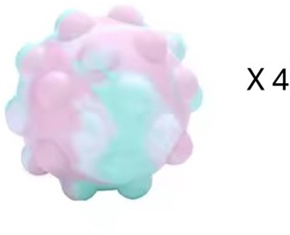 Pop it ball x4 - Fidget toys - Nieuw 3D Push Bubble Ball - stress ball- push sensory toy - roze met zacht blauw en groen - pastel kleur -Popits - Bekend van TikTok -cadeautip