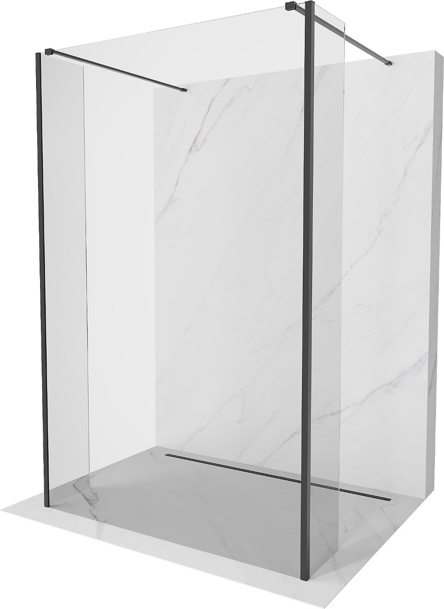 Mexen Kioto vrijstaande douchewand 180 x 30 x 30 , transparant, zwart - 800-180-030-222-70-00-030