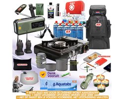 Compleet Gezin Noodpakket 72 uur – Op Advies van de Overheid, behalve eten – Noodpakket Rampenrugzak, Noodradio, Waterzuivering - Noodpakket Overheid