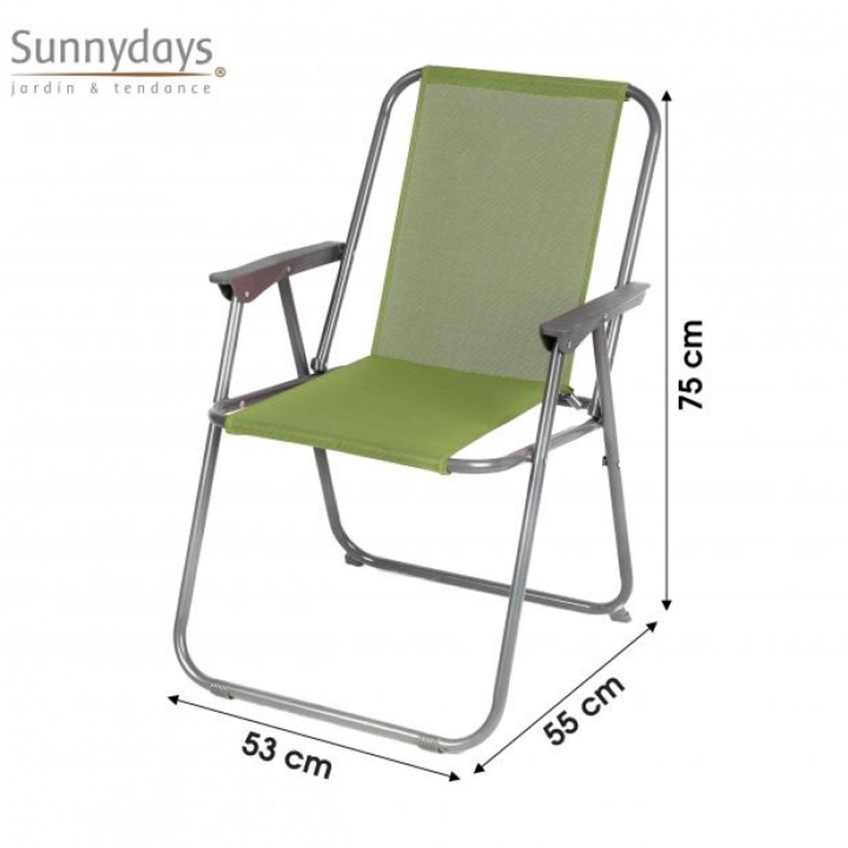 Sunnydays Picnic camping/strand stoel - aluminium - inklapbaar - groen - L53 x B55 x H75 cm