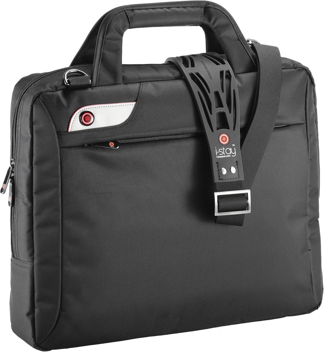 Slanke Laptoptas 15,6 inch Zwart - Zakelijke Schoudertas met Trolleyriem