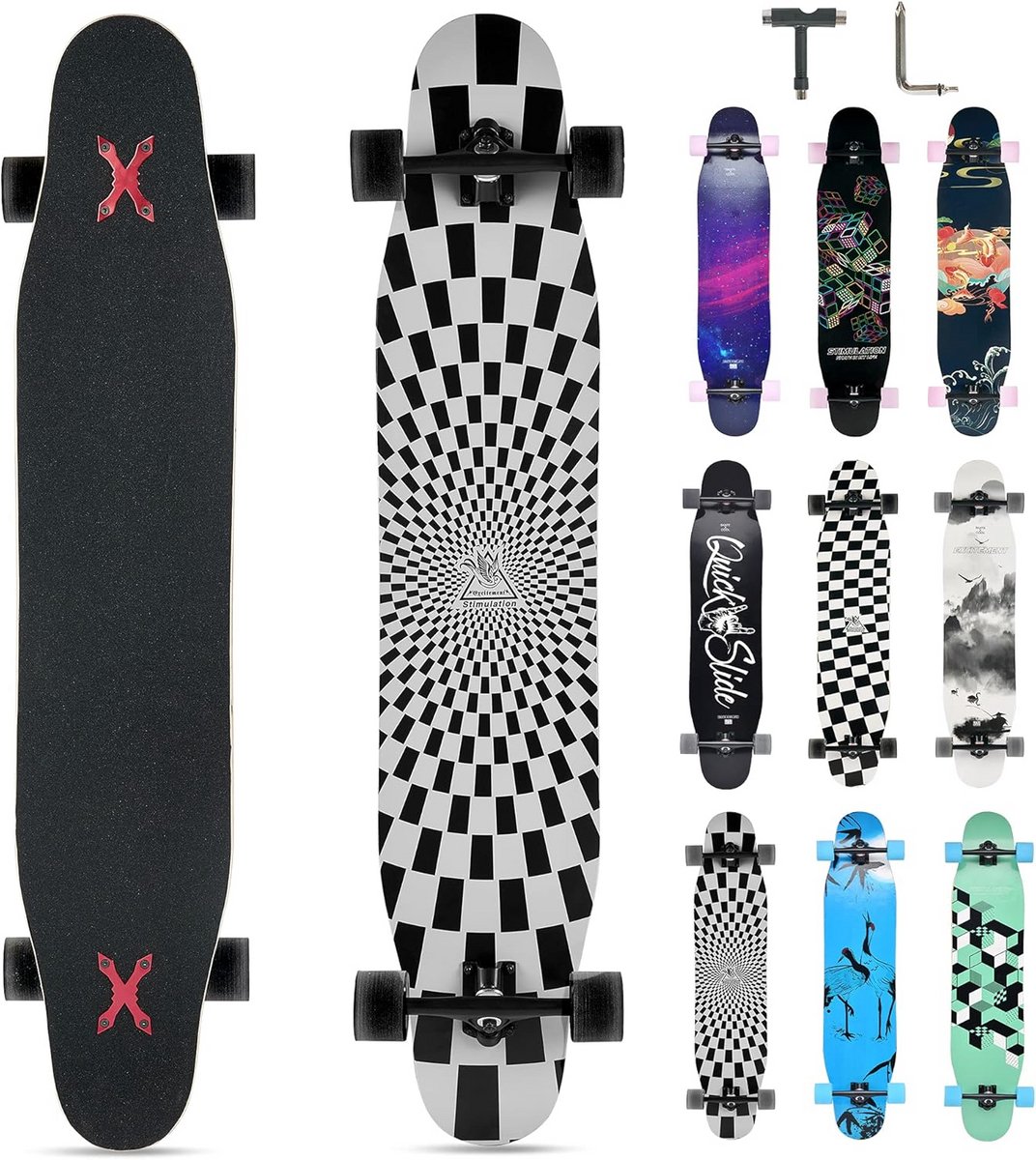 Compleet Skateboard Houten Deck Inclusief Stevige Trucks en Knipperende Wielen Bruin