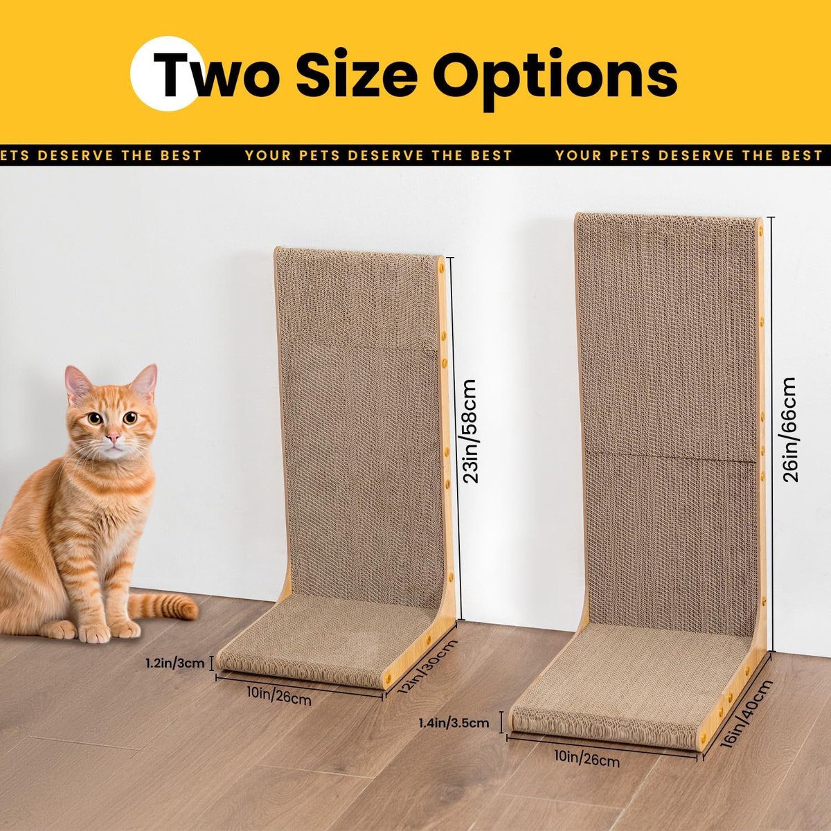 Krabpaal voor katten, 58 cm, L-vorm, wandmontage, verticale krabplaat, duurzaam karton ter bescherming van kattenmeubels binnenshuis, groot, houteffect – foto 5
