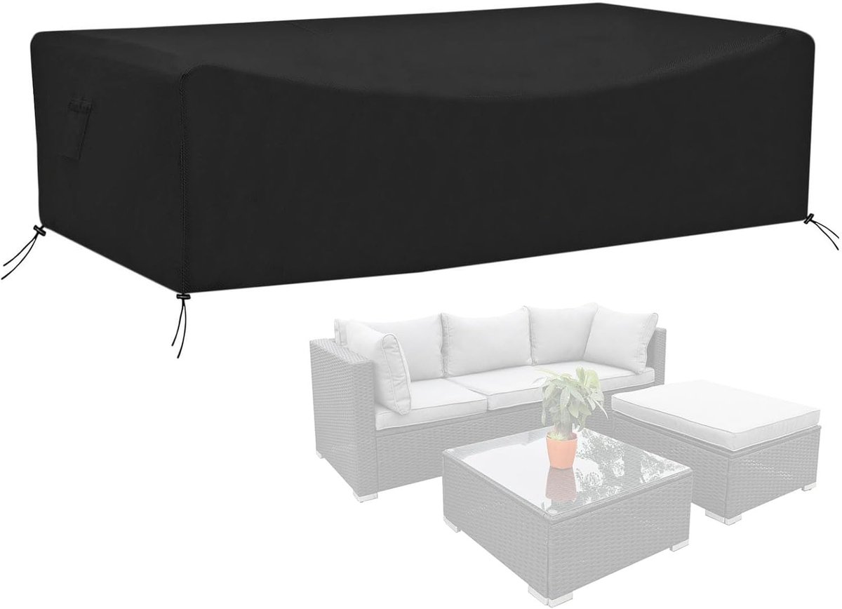 Famanu Tuinmeubelafdekking - waterdicht - zware belasting - 420D Oxford-weefsel - tuintafel - dekzeil met ventilatieopeningen - winddicht - uv-bestendig - 230 x 165 x 65 cm zwart
