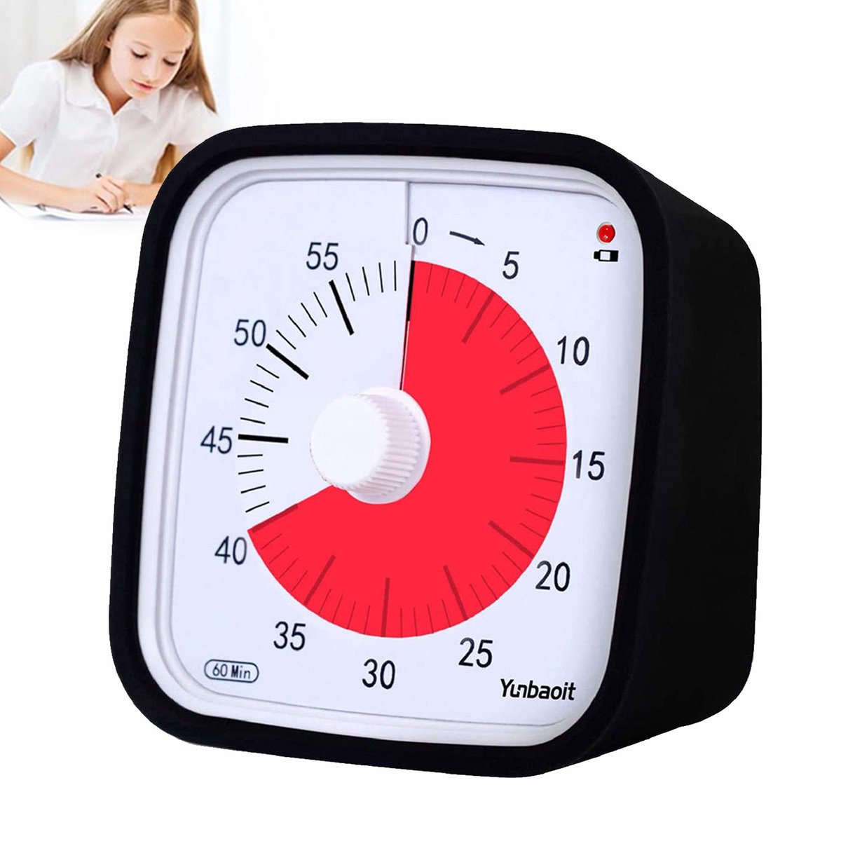 Visuele Timer 60 Minuten - Verbeterde countdown-timer met beschermhoes - Pomodoro timer voor kinderen en volwassenen - Time timer voor focus en concentratie - Zwart