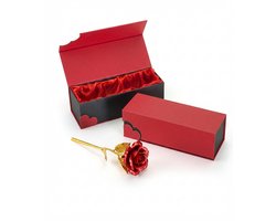 Gouden roos Rood in luxe geschenkverpakking | Bloemen |Verjaardagscadeau| Moederdag | Liefde | Rood | Kerstmis | Valentijnscadeau | Inclusief Giftbox
