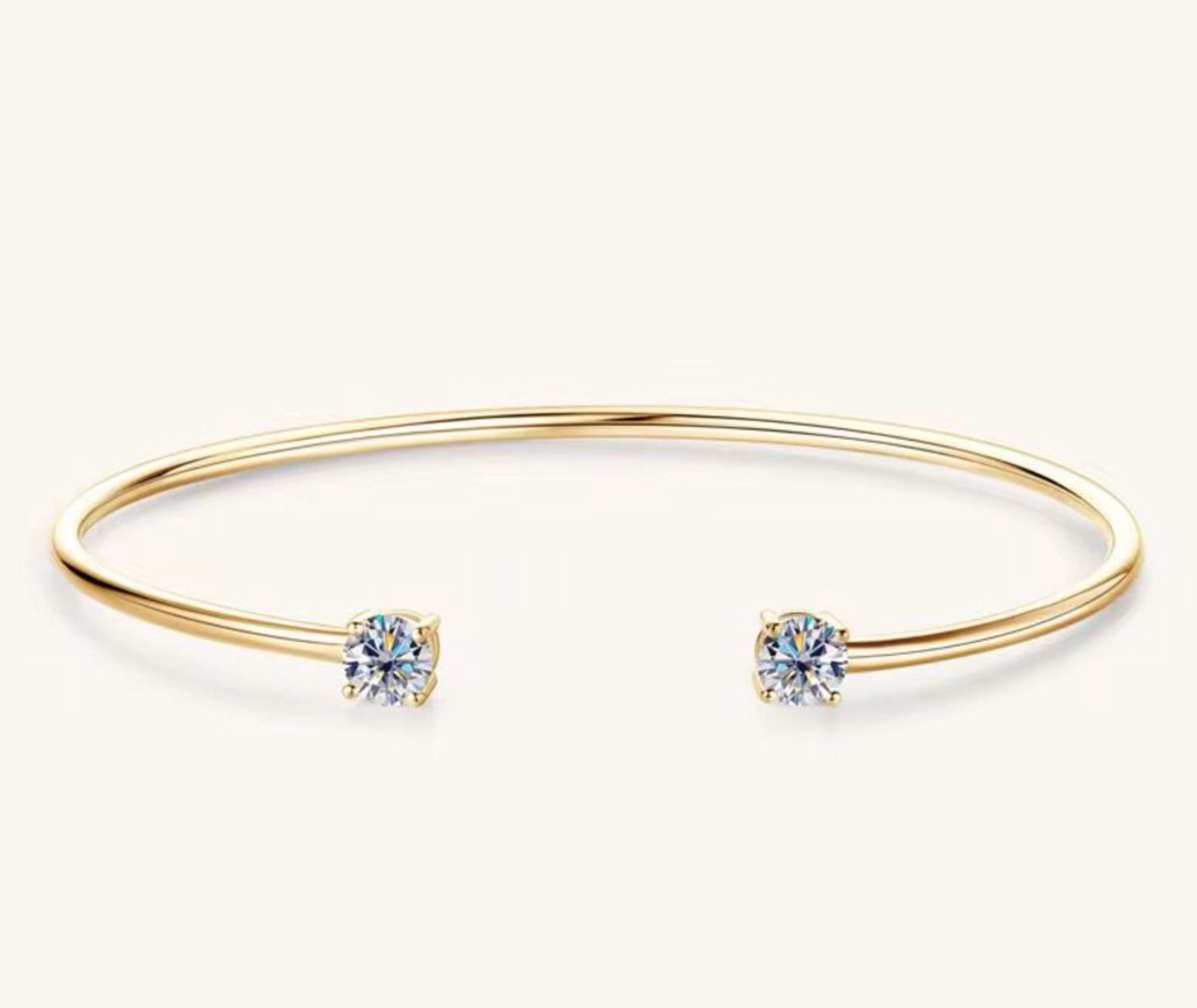 Selevie armband goud met 0.5ct Moissanite stenen - Bangle gold - Bracelet - Hoop with moissanite stones -