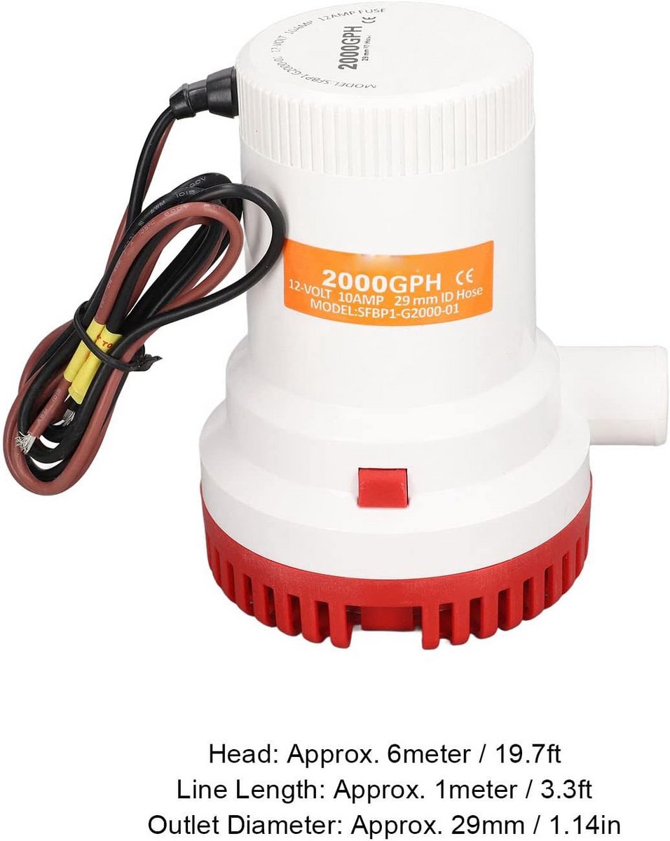Krachtige 12V Automatische Lenspomp voor Boten - 2000GPH Waterpomp Maritiem – foto 7