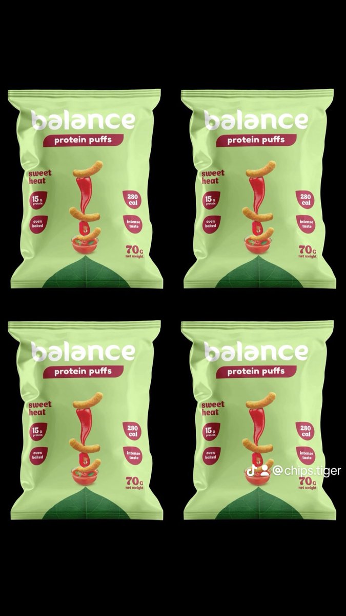 balance-tiger chips- protein (15 gram puffs) sweet heat. 10X70 gram