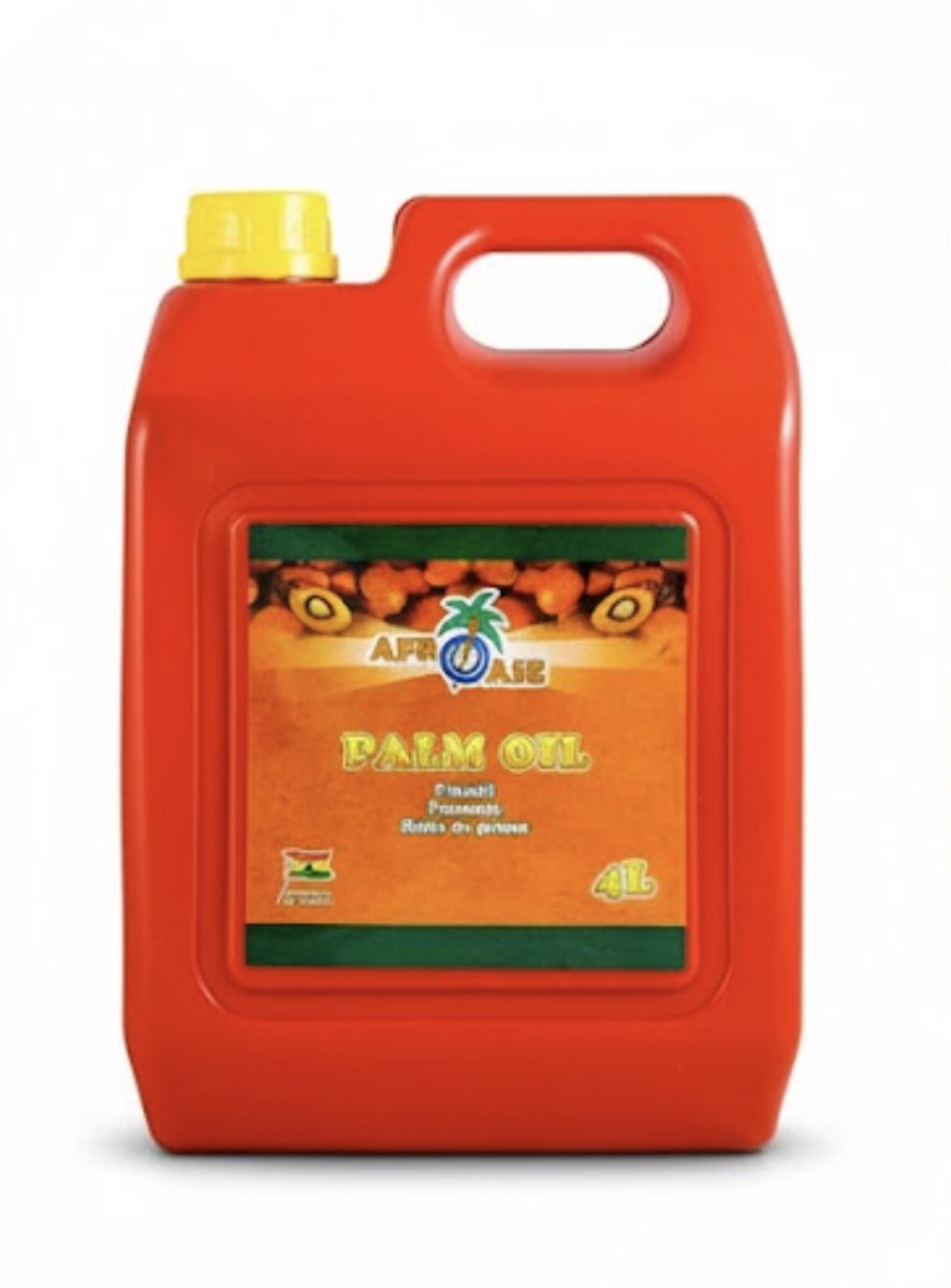 Afroase Rode Palmolie - 4 Liter - Natuurlijke Plantaardige Olie voor Traditionele Afrikaanse Gerechten - Rijk aan Vitaminen - 100% Puur - Grootverpakking met Kajal Sticker