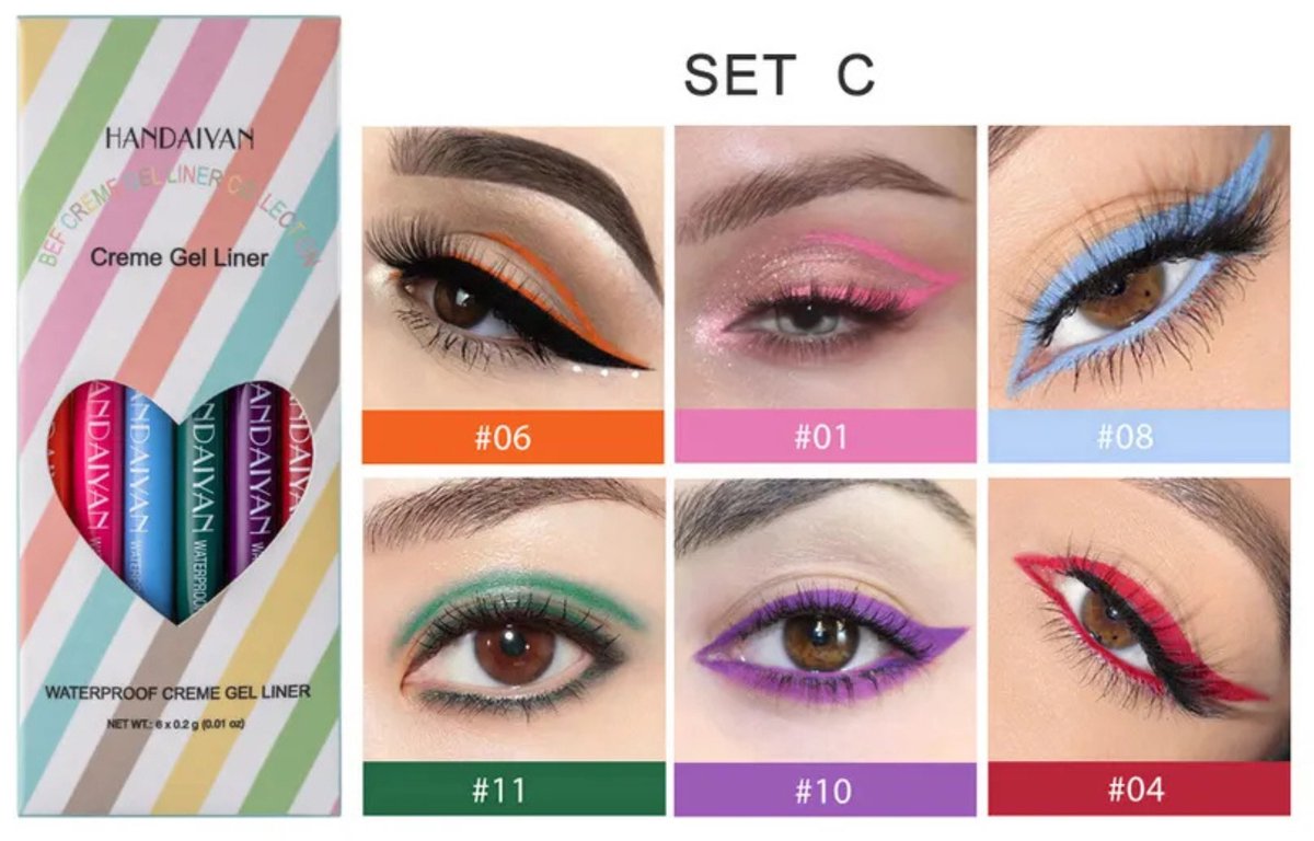 Waterproof Creme Gel Eyeliner - Set C - 6 x 0.2g