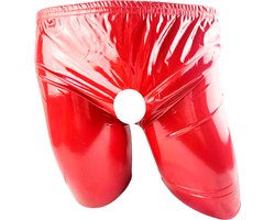 BamBella ® - Boxer short Maat L/XL Datex Rood (Latex en stof SM kleding BDSM erotische heren kleding ondergoed lingerie onderbroek zwart