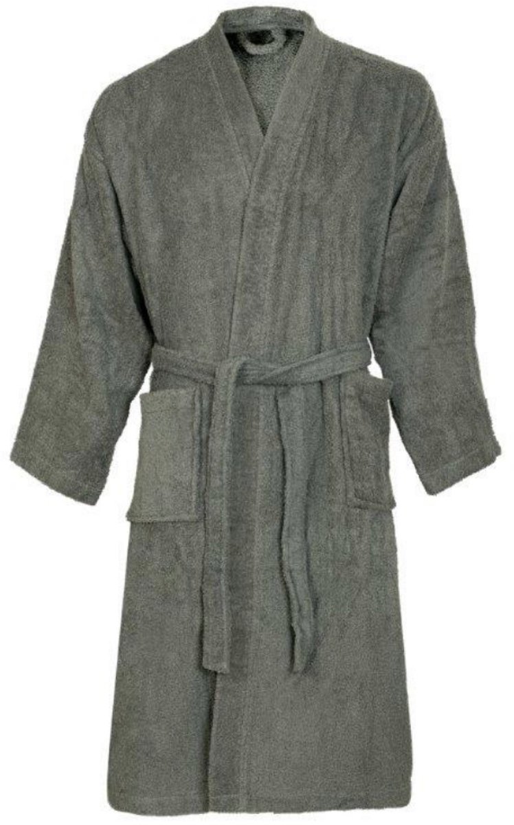 Dark Grey - Unisex badjas - 100% katoen badjas - Badjas dames - Badjas heren - maat L/XL