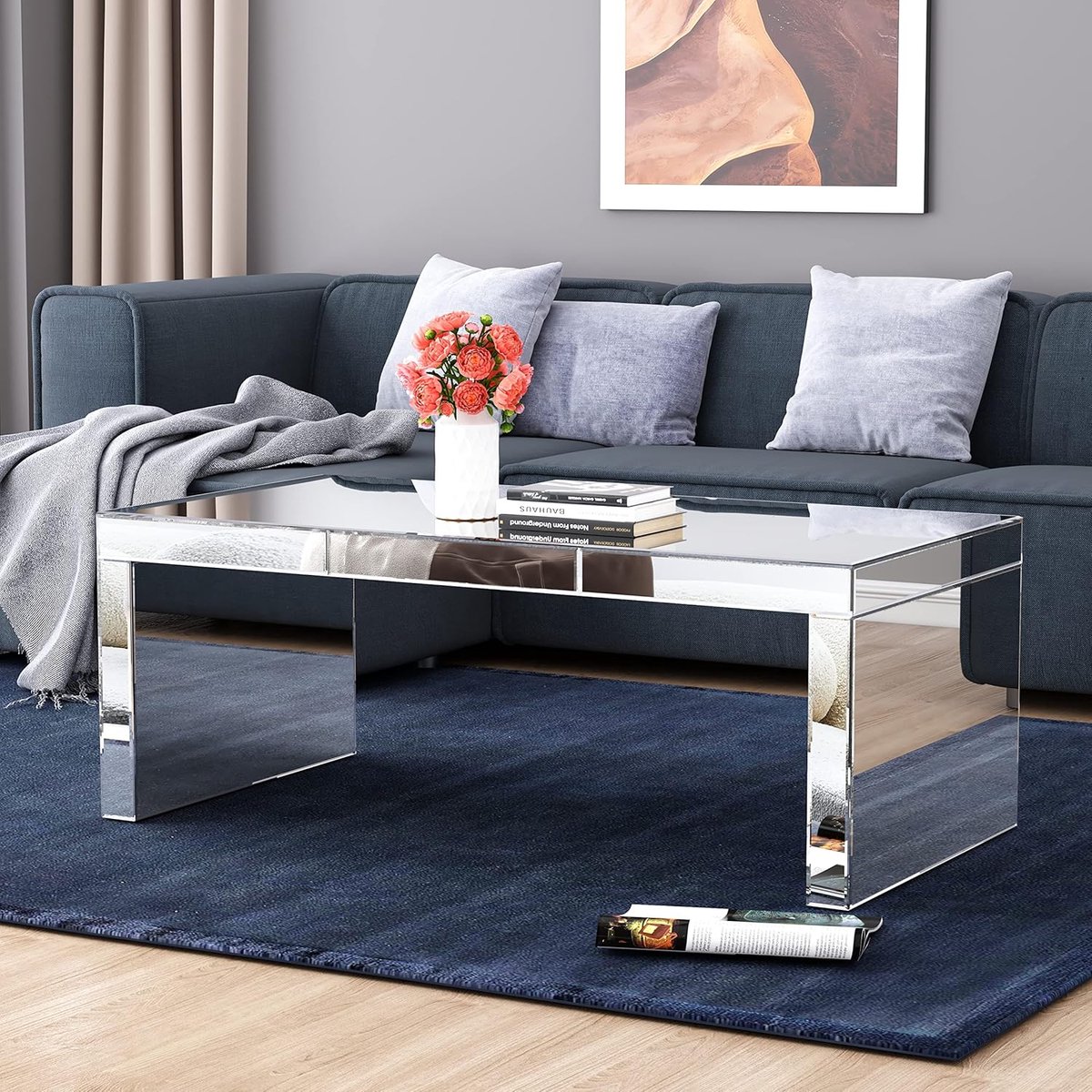 Couchtisch 100x55x43 cm – Spiegel Salontafel Zilver – Luxe Glazen Sofatafel met Volledig Spiegeloppervlak – Modern Design – Pauwhome