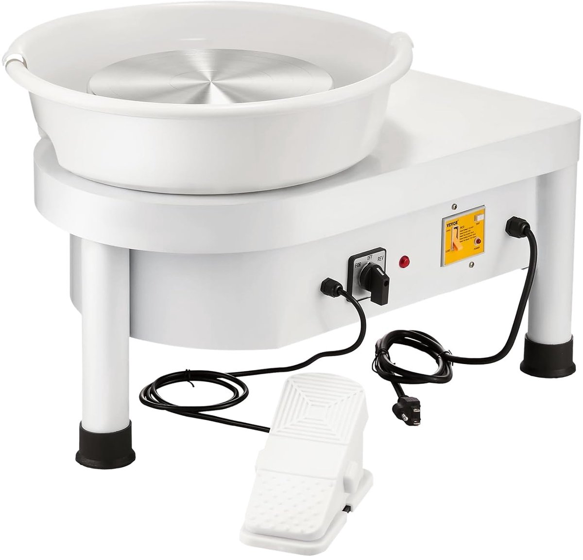 MELVRA Elektrische Pottenbakkersschijf - Keramische Machine - 280W - 25cm Draaischijf - DIY Kunsthandwerk - Keramiek - Wit - Inclusief Voetpedaal