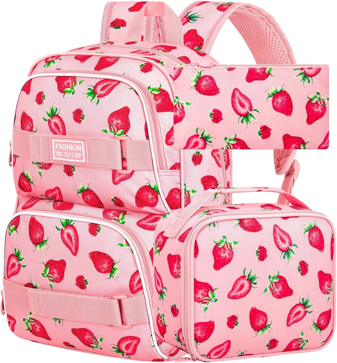3-delige rugzak set voor jongens en meisjes - Schooltas met lunchbox en etui voor middelbare school en universitair gebruik