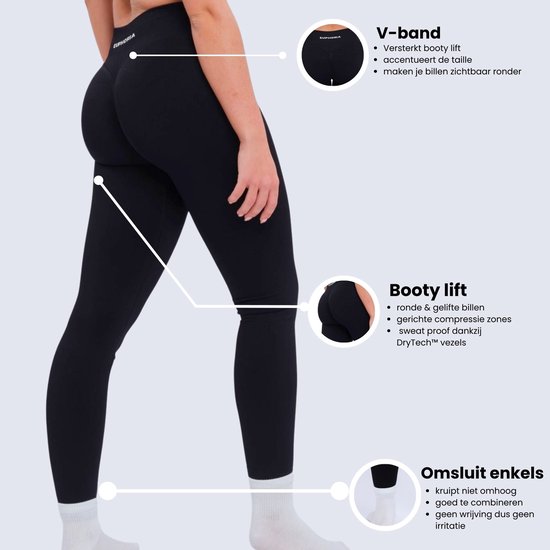 Euphoria Sportlegging Dames - Sportkleding Dames - Sportbroek Dames - Yoga Broek Dames - Zwart - Maat L — afbeelding 2
