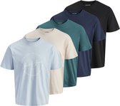 JACK&JONES PLUS JJGRAYSON TEE SS CREW NECK 5PK MP PLS Heren T-shirt PLUS - Maat EU2XL US1L