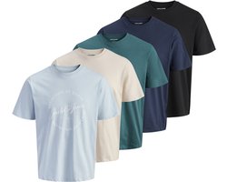 JACK&JONES PLUS JJGRAYSON TEE SS CREW NECK 5PK MP PLS Heren T-shirt PLUS - Maat EU2XL US1L
