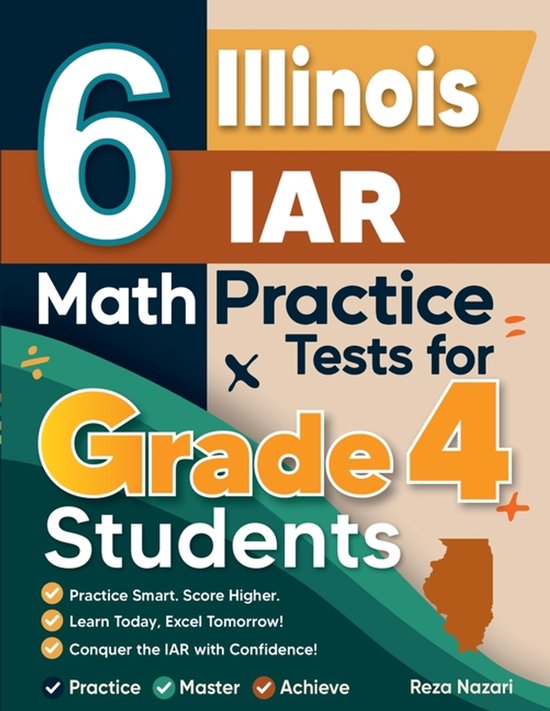 6 Illinois IAR Grade 4 Math Practice Tests - cover