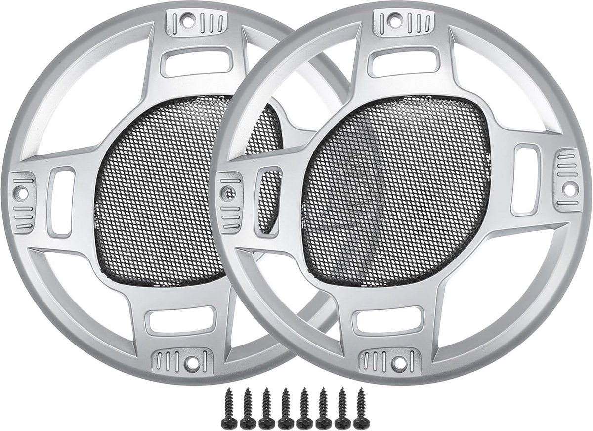Set van 2 Grillen voor 6.5 Inch Luidsprekers - Zilver en Zwart