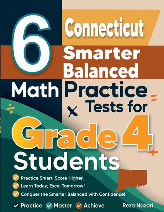 6 Connecticut Smarter Balanced Grade 4 Math Practice Tests - cover