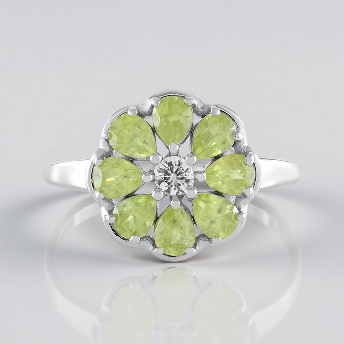Cavill - Zilveren Ring Platina Geplateerd - 1,433 ct Sfeenkristallen & Zirkonia - Peervormig Briljant Geslepen - Elegante Dames Sieraden