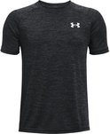 Zwart Under Armour sportshirt met korte mouwen en wit logo op de voorkant.