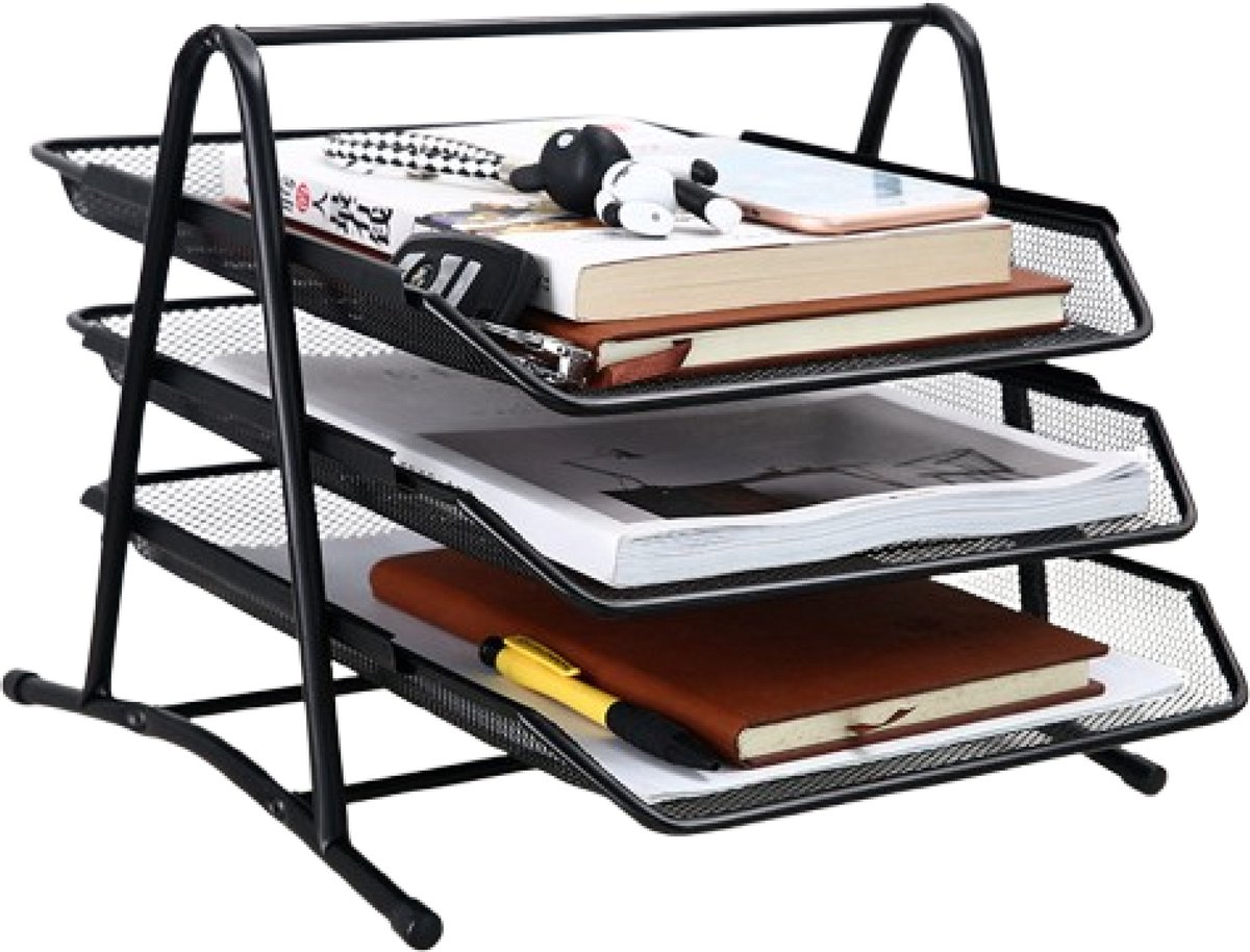 Gigicial Bureau-Organizer - Papierorganizer - Stapelbaar En Verstelbaar Voor Ruimtebesparing - 1 - Voor Kantoor En Thuiswerk Zwart