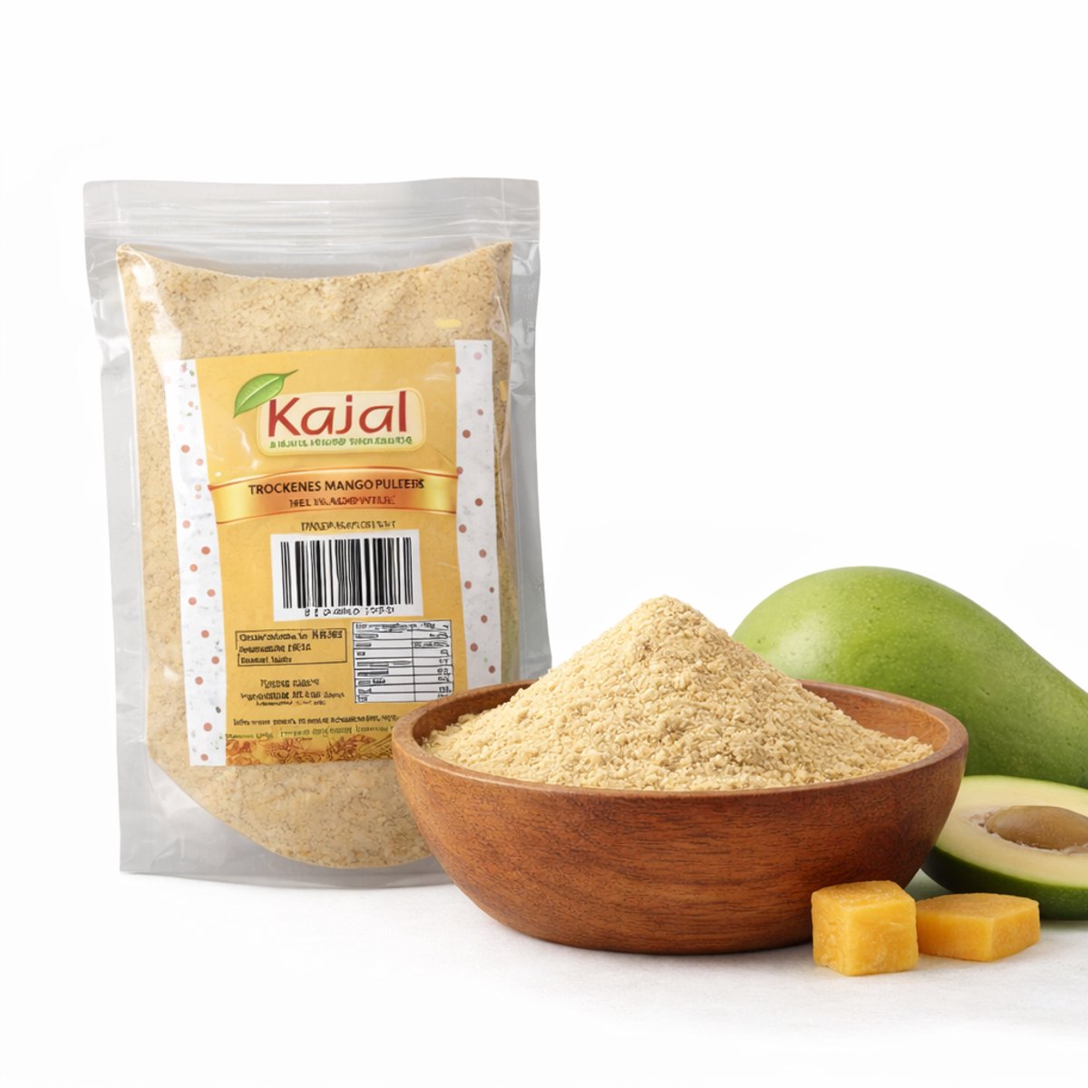 Gedroogd Mangopoeder (Amchur) 100 g – 100% Pure Gedroogde Mango | Fris-Zuur Kruidenpoeder voor Indiase Keuken, Curries, Chutneys, Samosa & Snacks | Perfect voor Dal, Sauzen, Marinades & Vegetarische Gerechten met Kajal Sticker