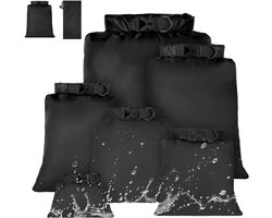 Famanu – Waterdichte dry bags set droogzakken kleine dry bags rugzak liner zwart en meerkleurig kanozakken waterdicht voor camping wandelen rugzakreizen kajakken thuis - zwart - plunjezak