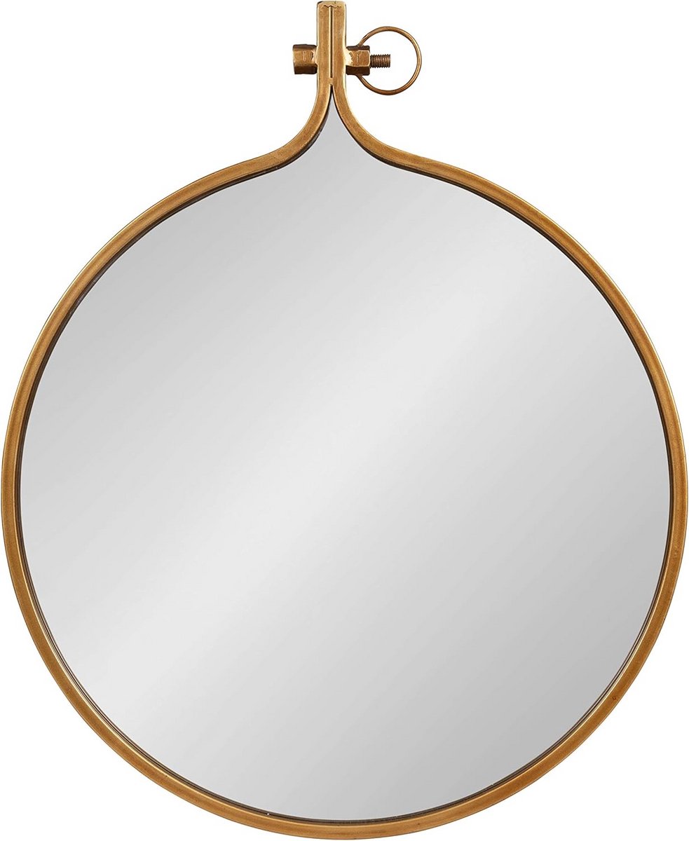 Ronde Industriële Metalen Wandspiegel met Goudkleurig Frame