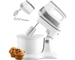 Quvo® Mixer met Mengkom - Keukenmachine - Mixer - 3.4 Liter Mengkom - Wit - 31cm x 21cm x 36cm
