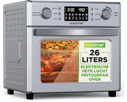 Grote Airfryer Oven met Rotisserie - 26 Liter XXL - 1700W - 10 Digitale Programma's - Hetelucht & Grill