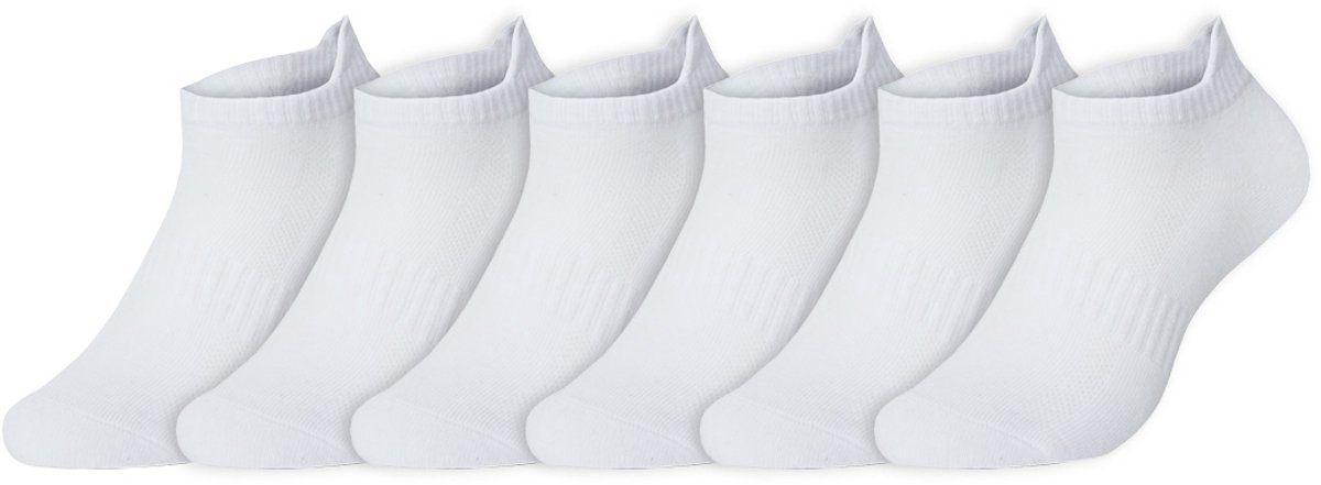 Sneakersokken met lipje | Wit | Elastisch | Katoen | Merk: Benyson | Geslacht: Dames en Heren | Maat: 39-42/ 43-46 | 6 paar