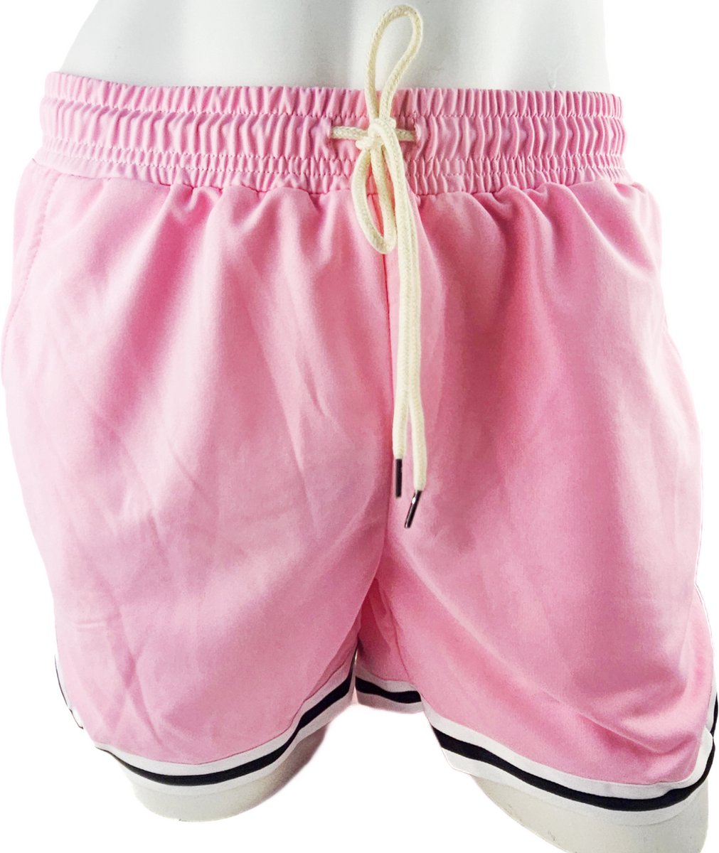 BamBella ® - Zwembroek - Maat S/M - Roze strepen zwemshorts - short man mannen korte broek heren