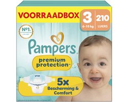 Pampers Premium Protection Maat 3 - 210 Luiers - 6kg-10kg - Voorraadbox