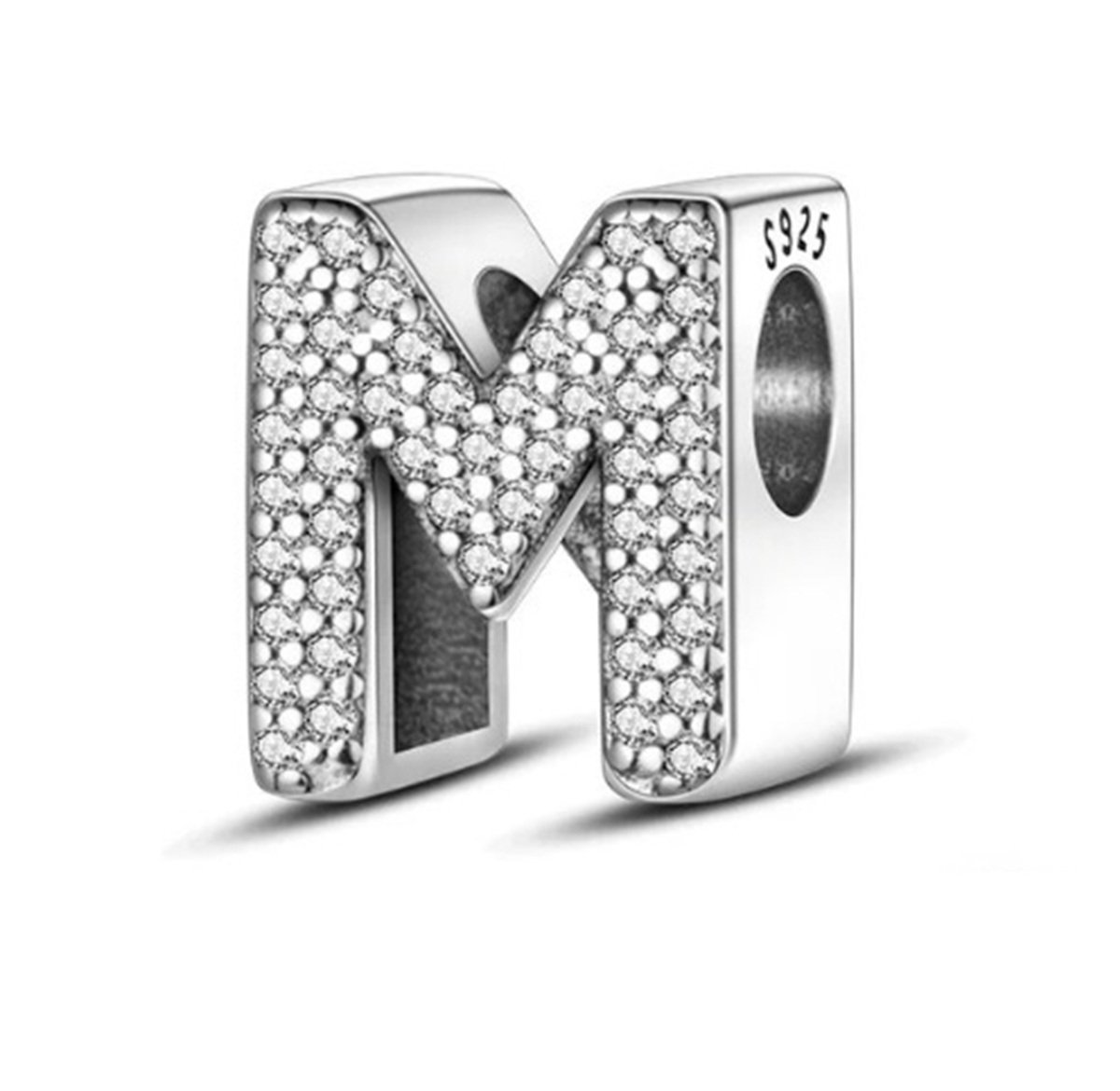 RomyStones – Letter Bedel M – 925 Sterling Zilver – Voor je Bedelarmband