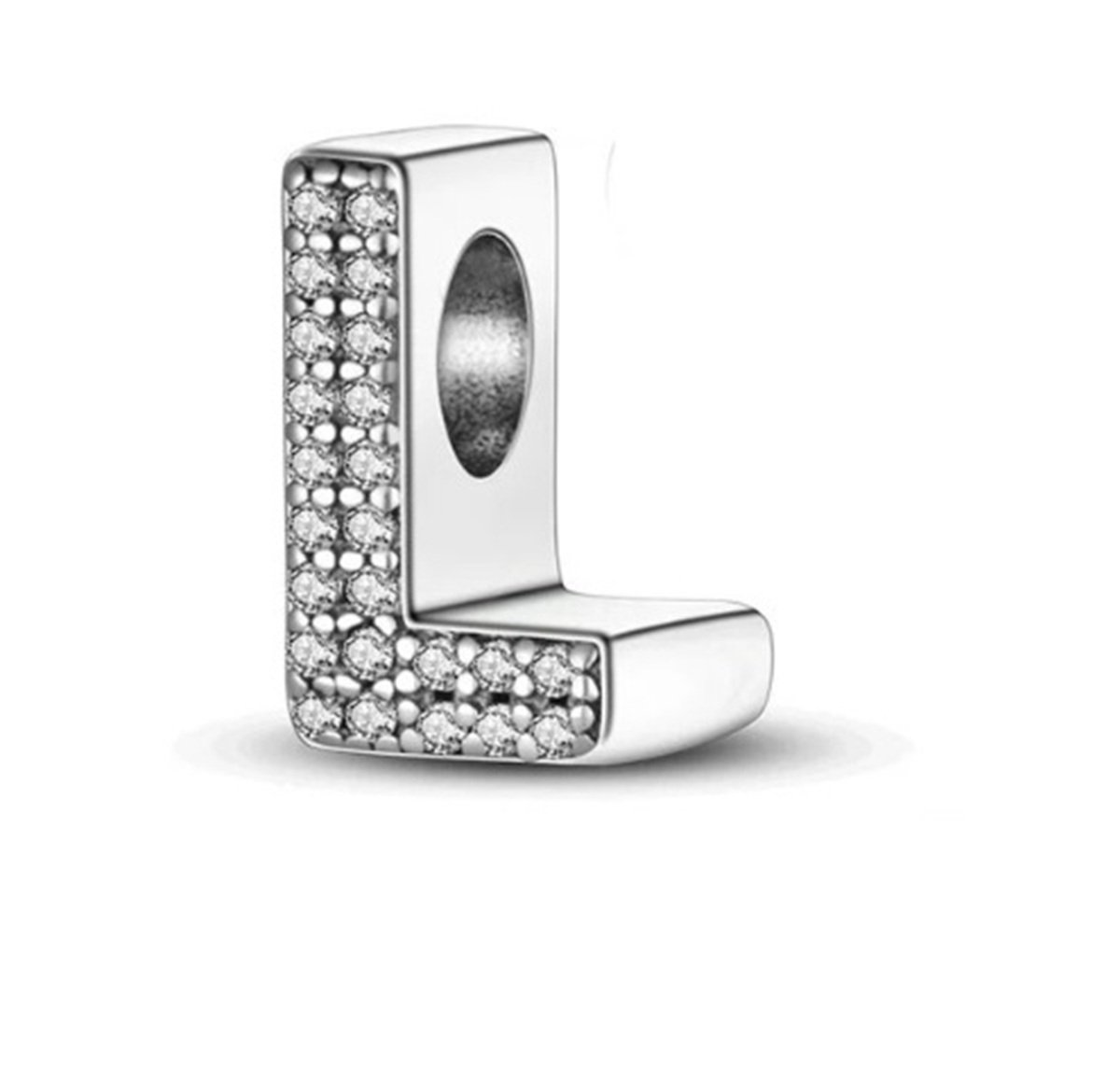 RomyStones – Letter Bedel L – 925 Sterling Zilver – Voor je Bedelarmband - Alfabet