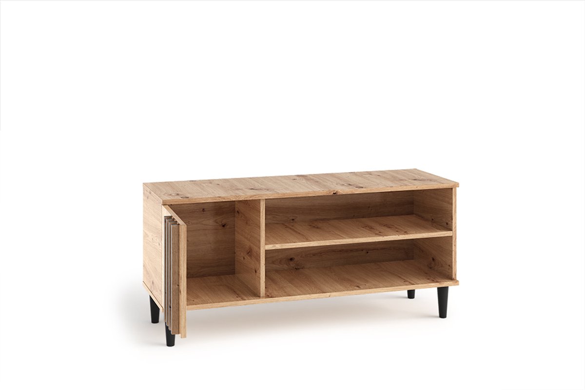 TV-kast Laura TV-lowboard Televisiekast met scharnierende deur (eiken Artisan en zwart)