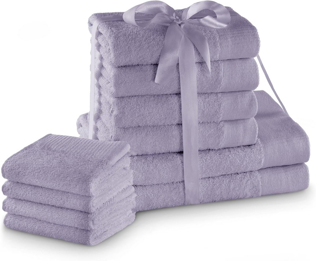 Complete Luxe Handdoekenset Lila - 10 Delig - 100% Katoen - Absorberend Badtextiel