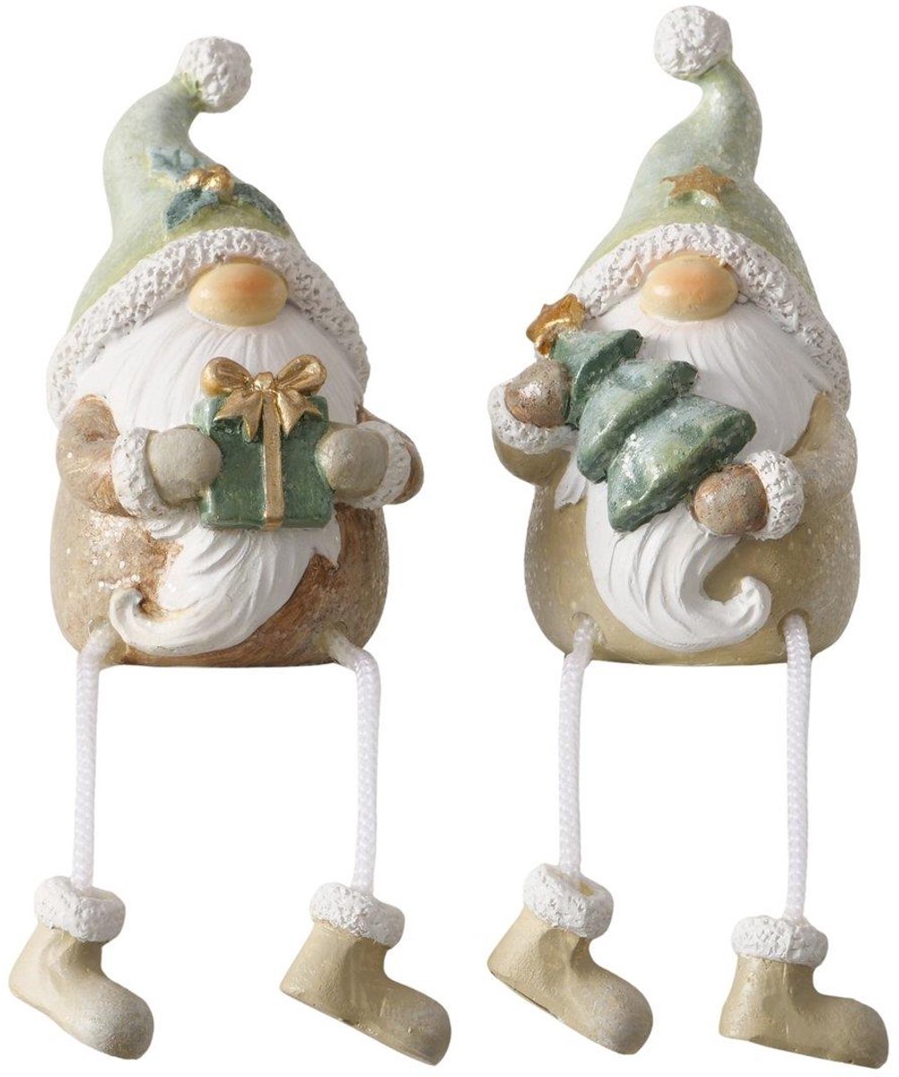 Boltze Home gnoom herfstdecoratie met bungelbeentjes polyresin groen.