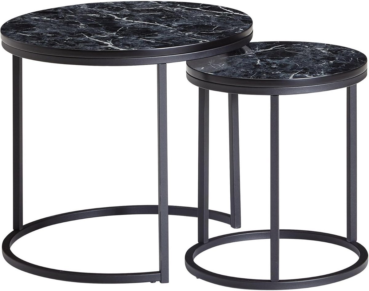 Moderne bijzettafel set van 2 met marmerlook