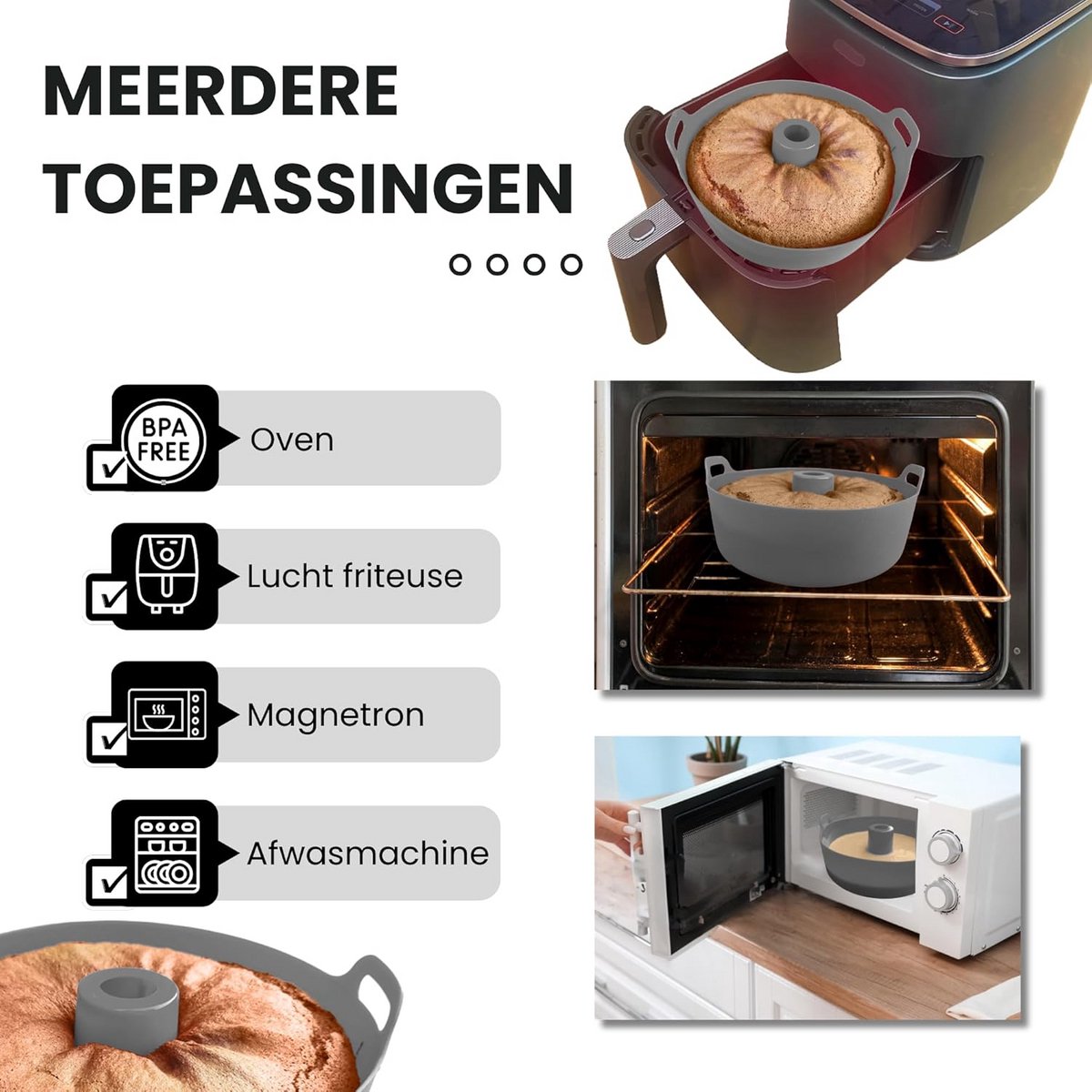 Ronde Silicone Bakvorm 18 cm voor Airfryer en Oven - Hittebestendige Cakevorm
